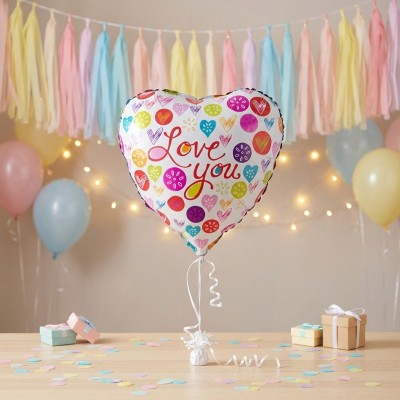 Foliový balónek srdce barevné I Love You 52cm