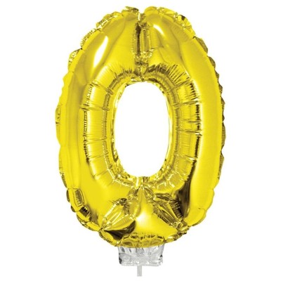 Foliový balónek s tyčkou číslo 0 zlatý 41cm