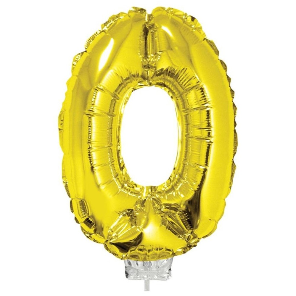 Foliový balónek s tyčkou číslo 0 zlatý 41cm
