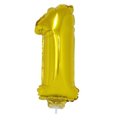 Foliový balónek s tyčkou číslo 1 zlatý 41cm