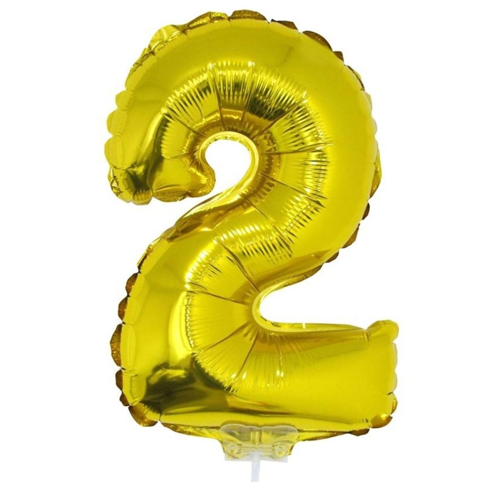 Foliový balónek s tyčkou číslo 2 zlatý 41cm