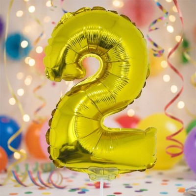 Foliový balónek s tyčkou číslo 2 zlatý 41cm