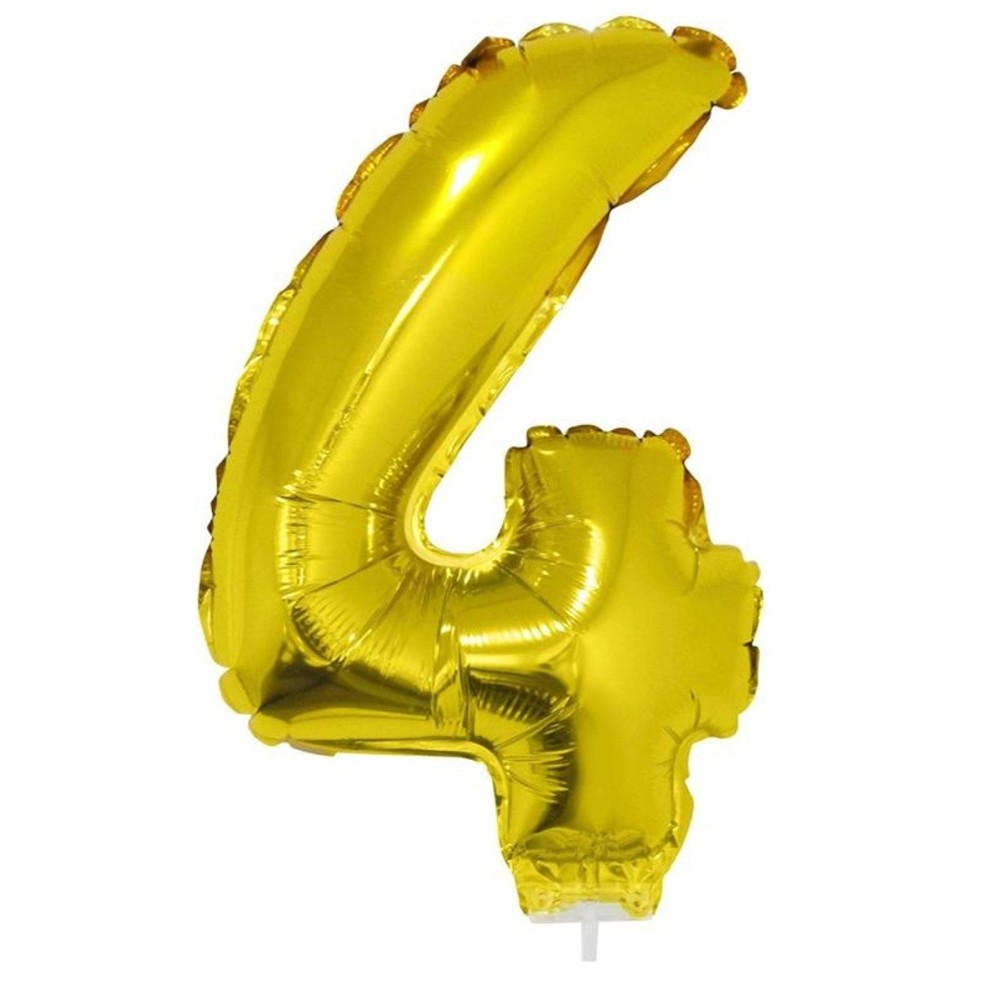 Foliový balónek s tyčkou číslo 4 zlatý 41cm