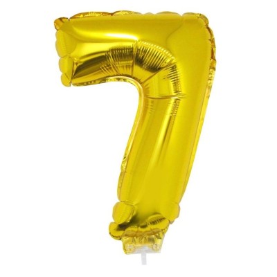 Foliový balónek s tyčkou číslo 7 zlatý 41cm