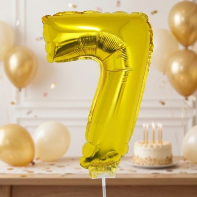 Foliový balónek s tyčkou číslo 7 zlatý 41cm