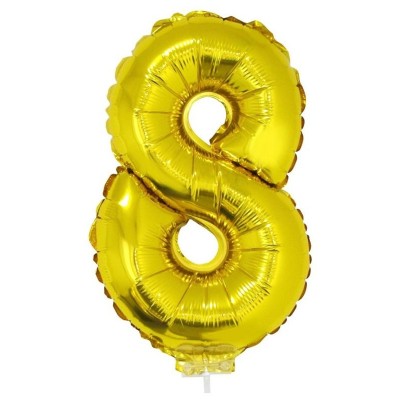 Foliový balónek s tyčkou číslo 8 zlatý 41cm