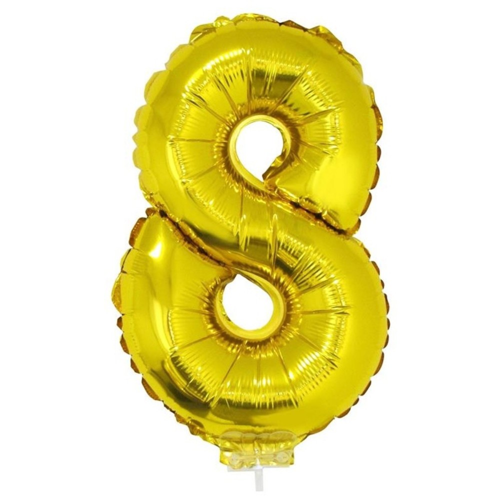 Foliový balónek s tyčkou číslo 8 zlatý 41cm
