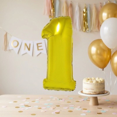 Foliový balónek číslo 1 zlatý 102 cm