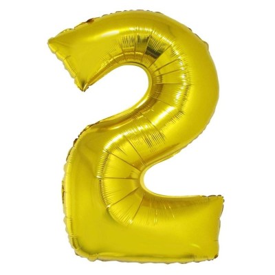 Foliový balónek číslo 2 zlatý 102 cm
