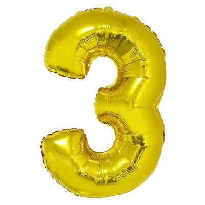 Foliový balónek číslo 3 zlatý 102 cm