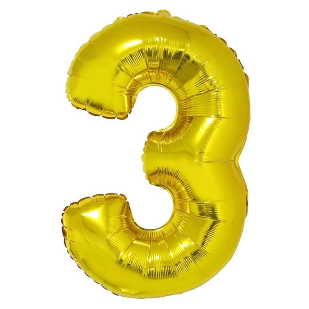 Foliový balónek číslo 3 zlatý 102 cm