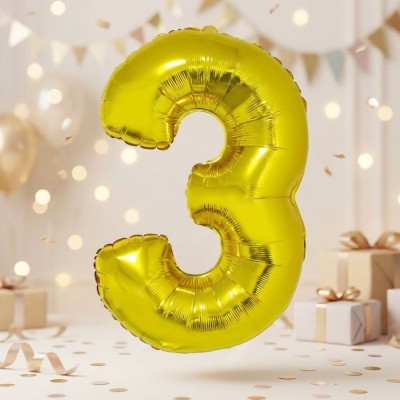 Foliový balónek číslo 3 zlatý 102 cm