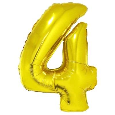 Foliový balónek číslo 4 zlatý 102 cm