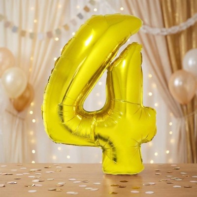Foliový balónek číslo 4 zlatý 102 cm