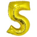 Foliový balónek číslo 5 zlatý 102 cm