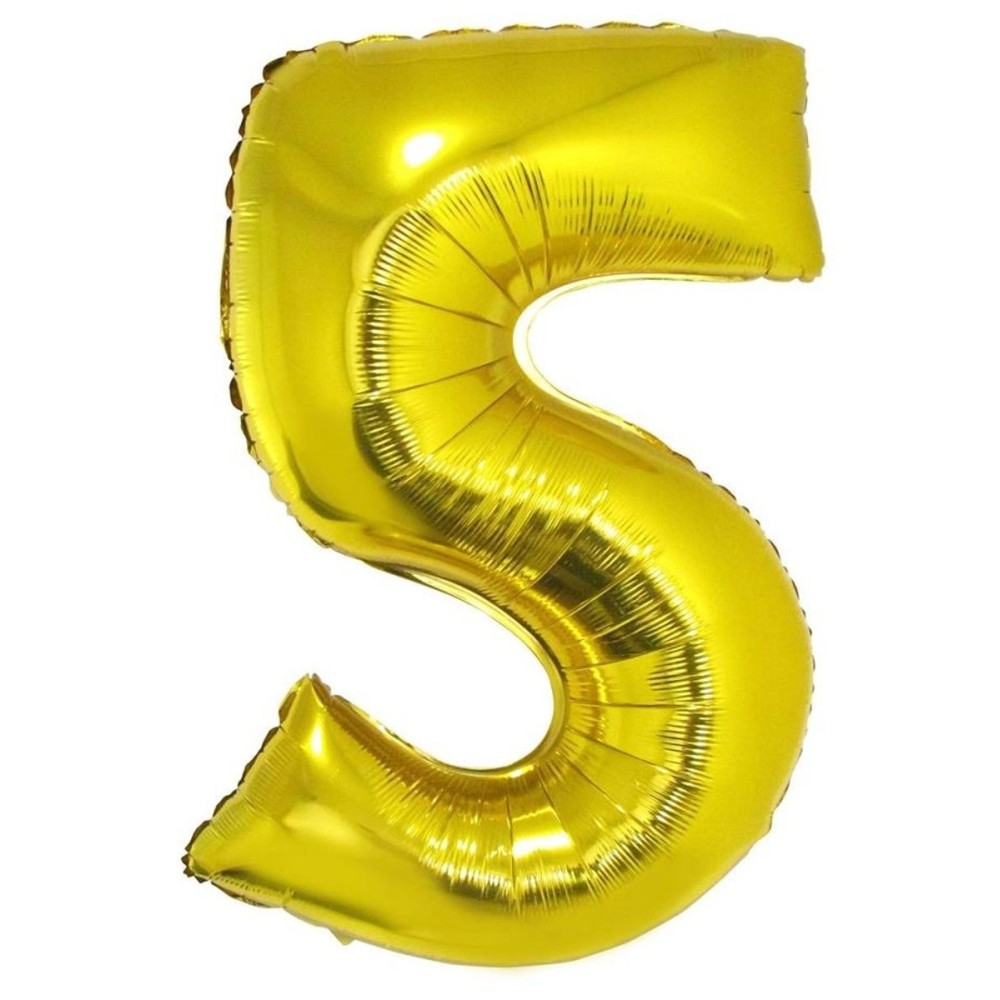 Foliový balónek číslo 5 zlatý 102 cm