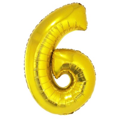 Foliový balónek číslo 6 zlatý 102 cm