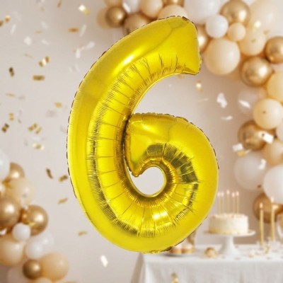 Foliový balónek číslo 6 zlatý 102 cm