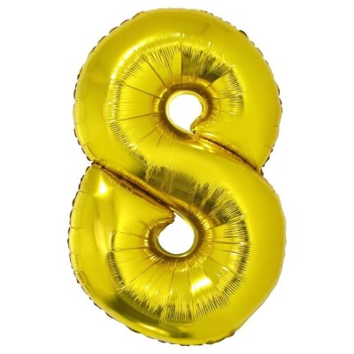 Foliový balónek číslo 8 zlatý 102 cm