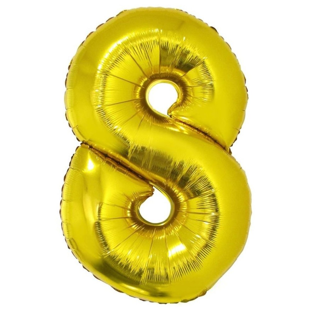 Foliový balónek číslo 8 zlatý 102 cm