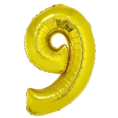 Foliový balónek číslo 9 zlatý 102 cm