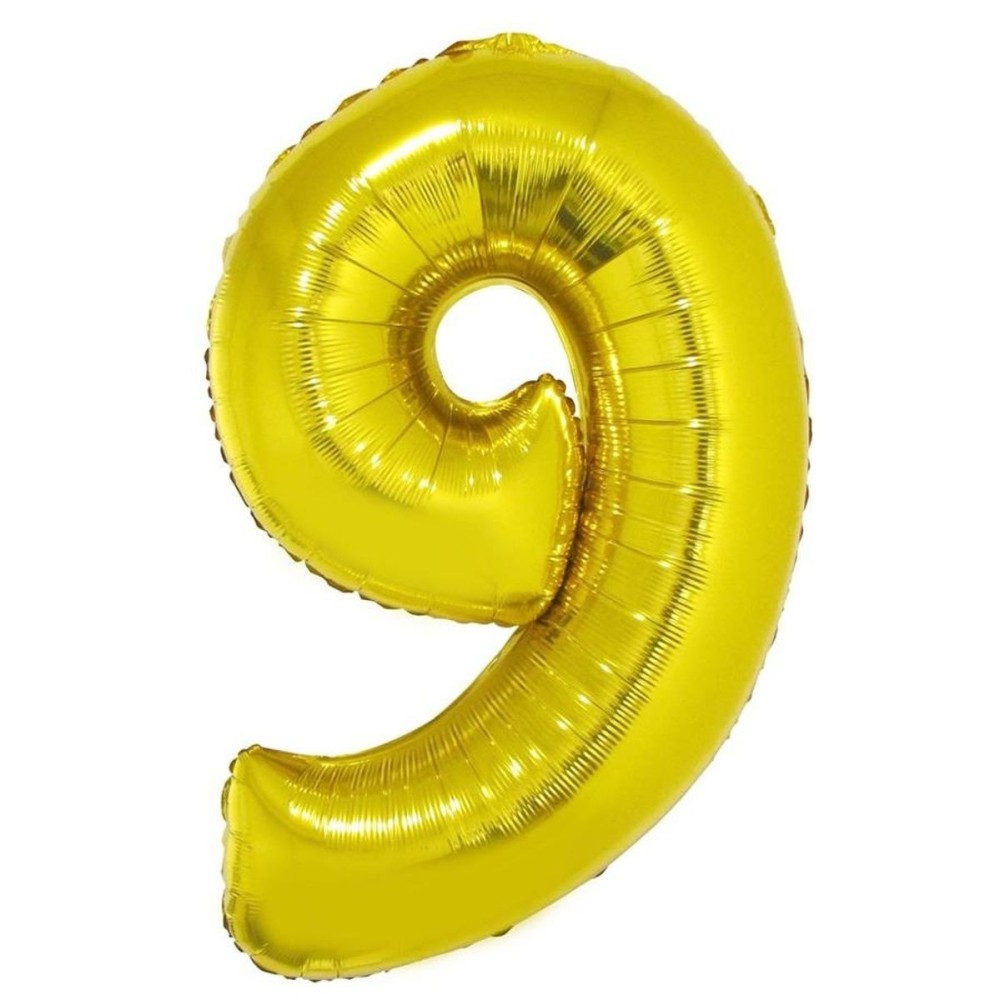 Foliový balónek číslo 9 zlatý 102 cm