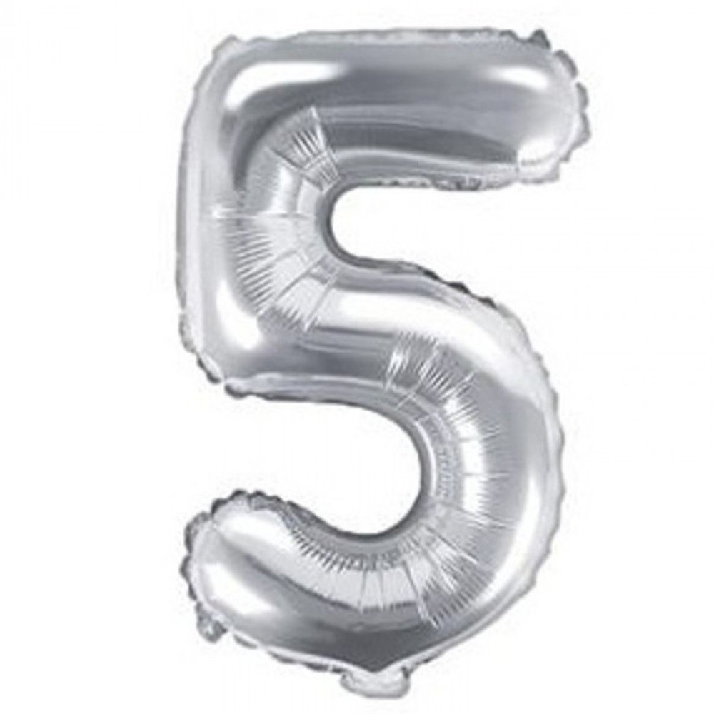 Foliový balónek číslo 5 stříbrný 35 cm
