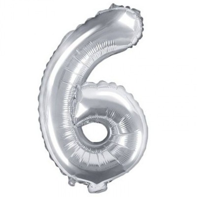 Foliový balónek číslo 6 stříbrný 35 cm