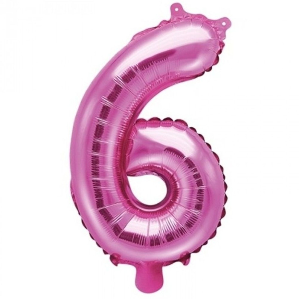 Foliový balónek číslo 6 růžový 35 cm