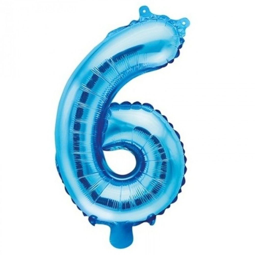 Foliový balónek číslo 6 modrý 35 cm
