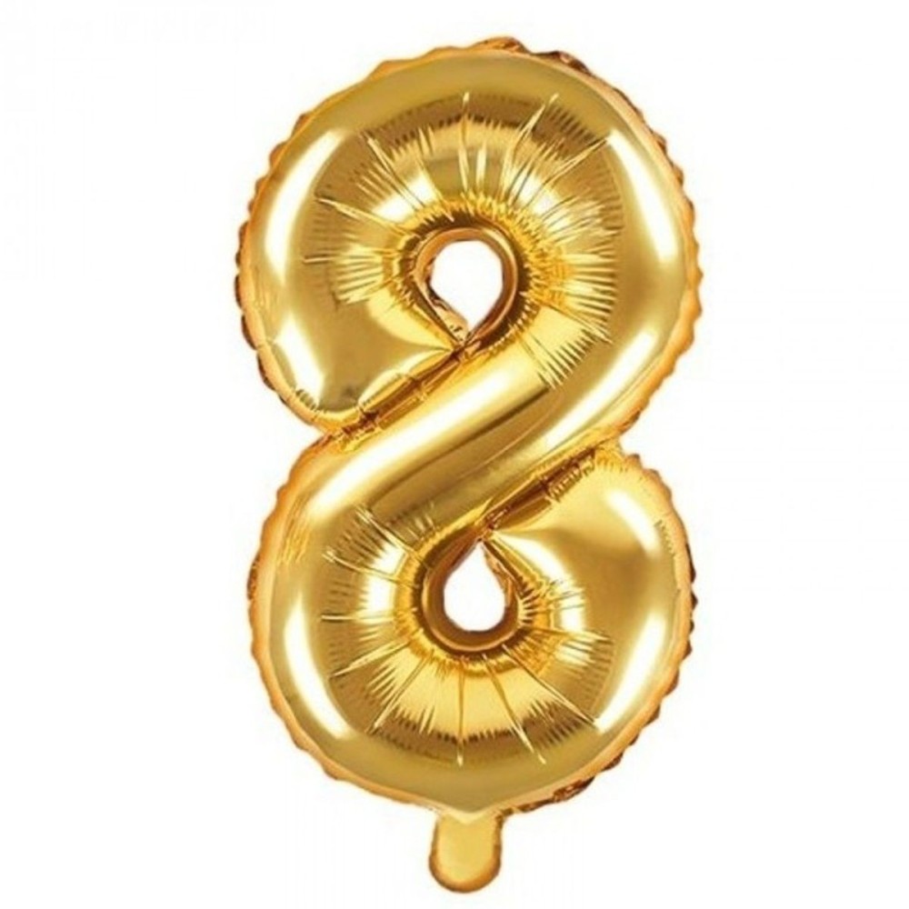 Foliový balónek číslo 8 zlatý 35 cm