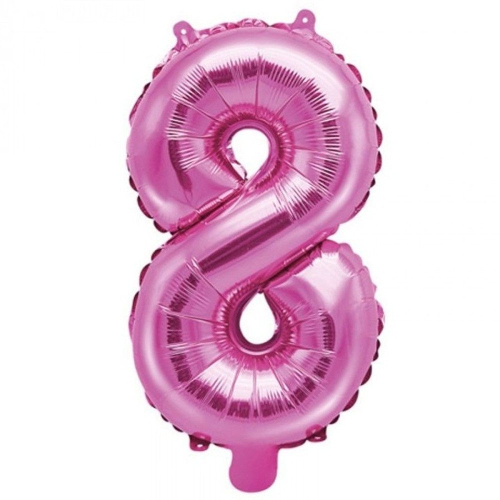 Foliový balónek číslo 8 růžový 35 cm