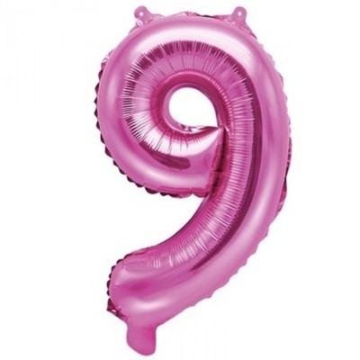 Foliový balónek číslo 9 růžový 35 cm