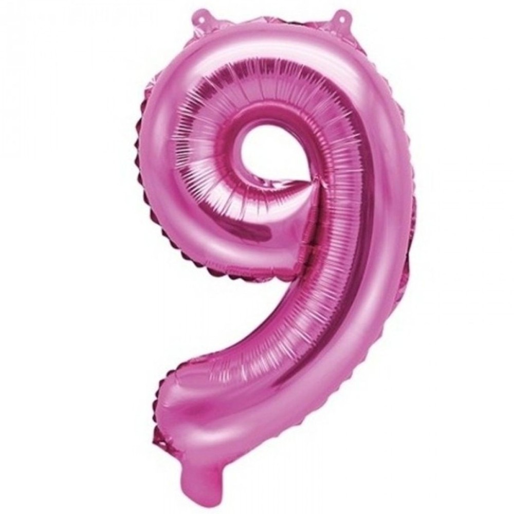 Foliový balónek číslo 9 růžový 35 cm