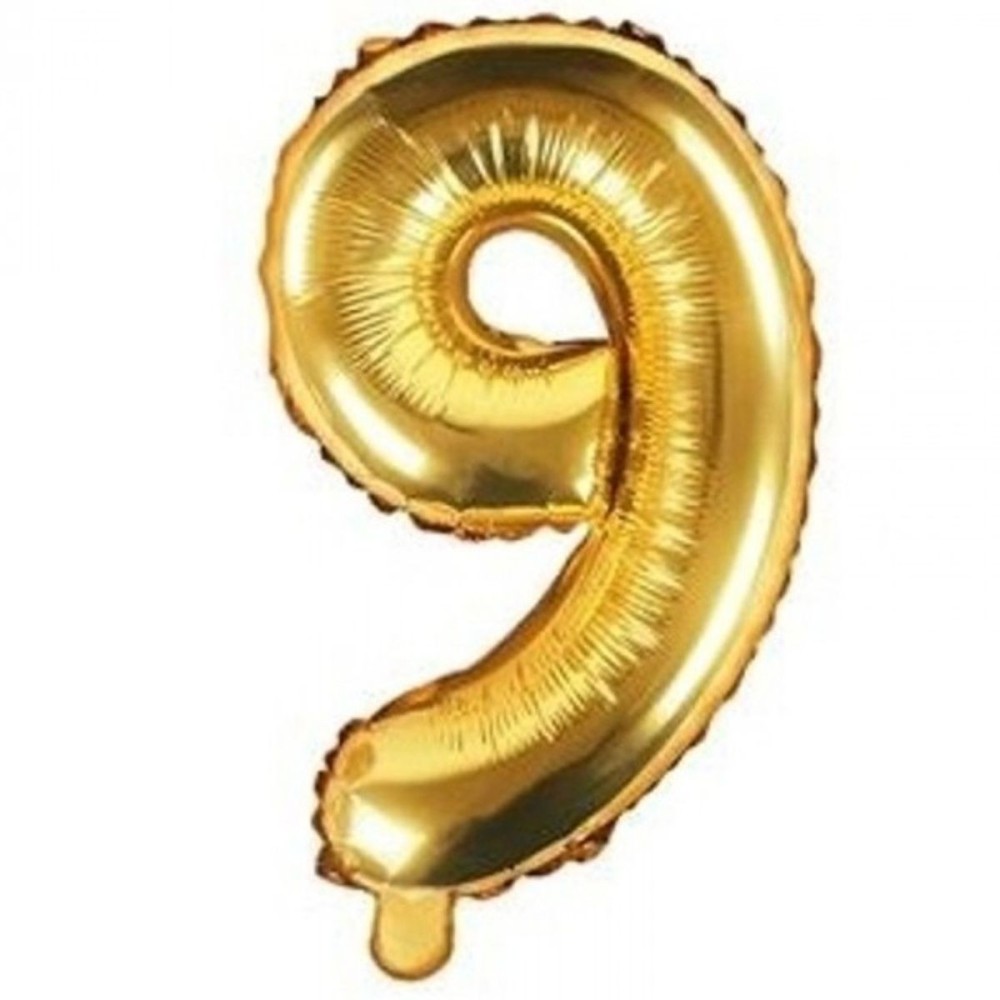 Foliový balónek číslo 9 zlatý 35 cm
