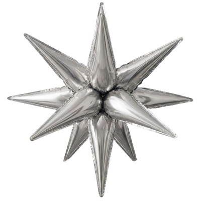 Foliový balónek 3D hvězda XXL stříbrná 100 cm