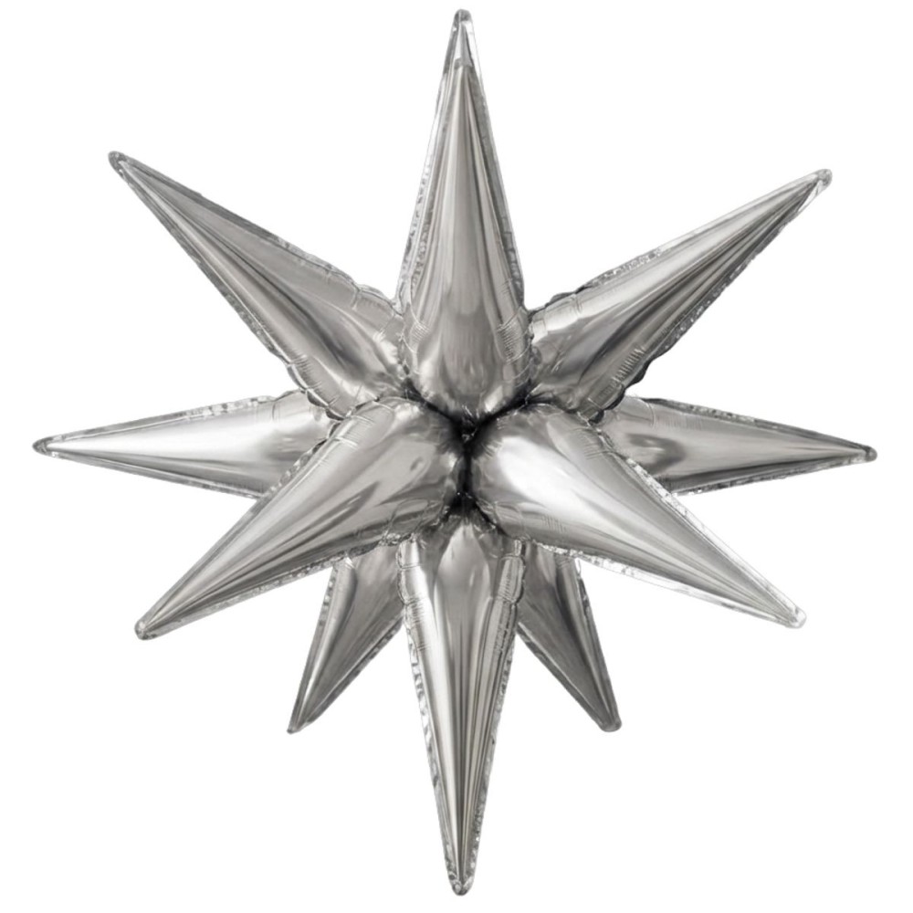 Foliový balónek 3D hvězda XXL stříbrná 67 cm