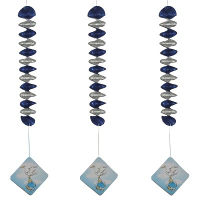Party modré dekorace 3 spirály chlapeček 81 cm