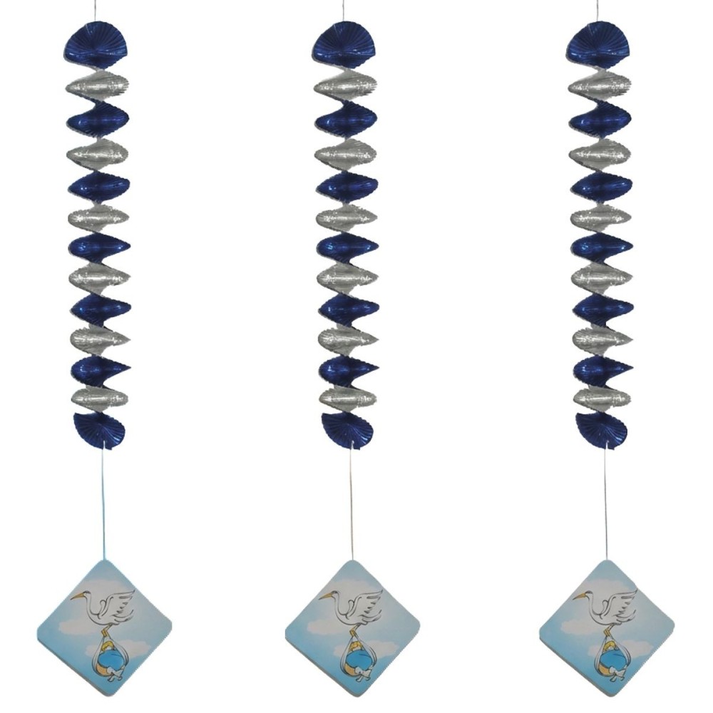 Party modré dekorace 3 spirály chlapeček 81 cm