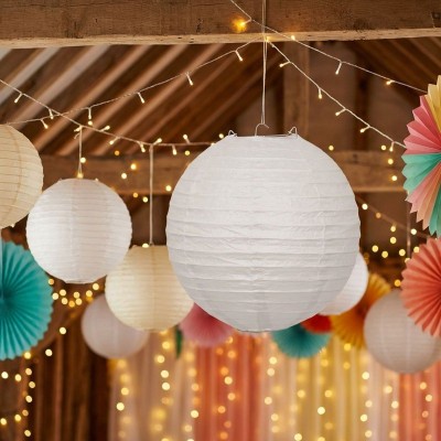 Papírový kulatý lampion bílý 25 cm