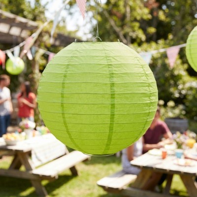 Papírový kulatý lampion zelený 25 cm