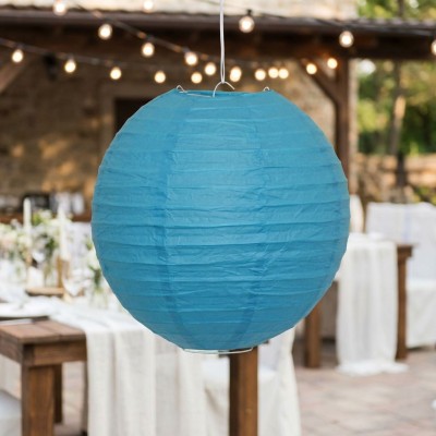 Papírový kulatý lampion modrý 25 cm