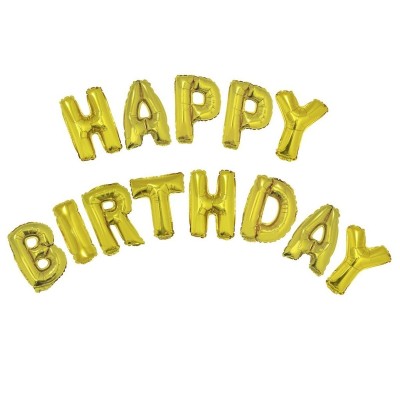 Foliové balónky Happy Birthday zlaté 41cm