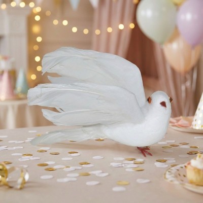 Dekorace bílá holubička 15cm