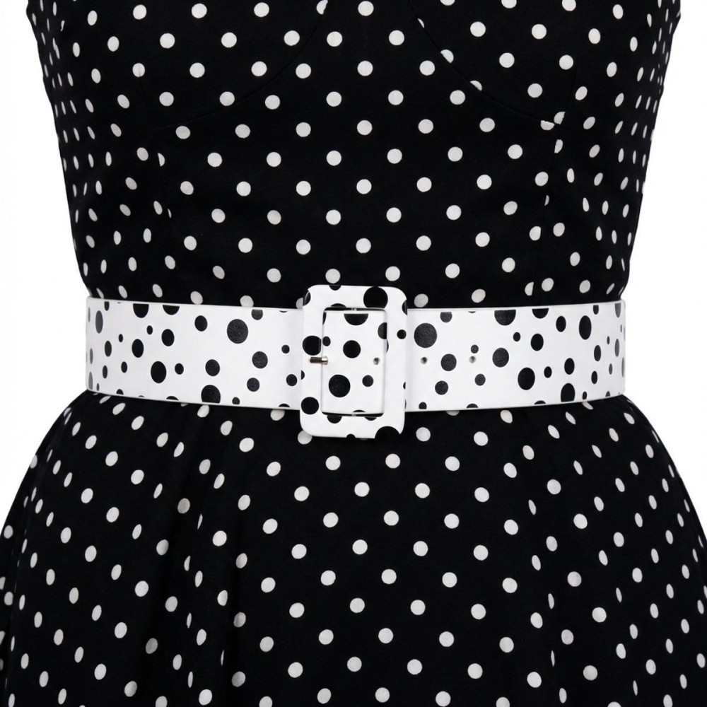 Dámský opasek s puntíky bílý 110 cm