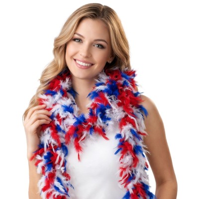 Péřové boa červená modrá bílá 2 m