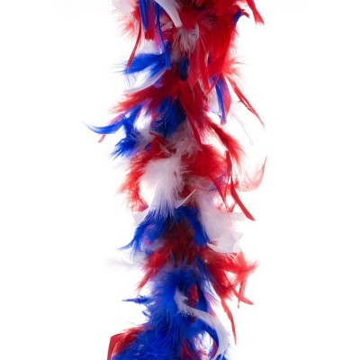 Péřové boa červená modrá bílá 2 m