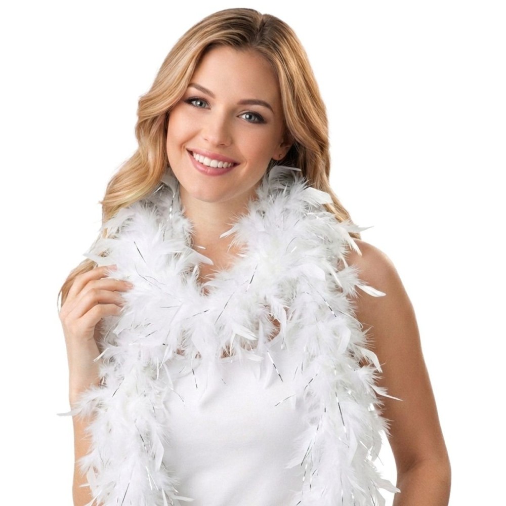 Péřové boa bílé se stříbrnými nitkami 2m