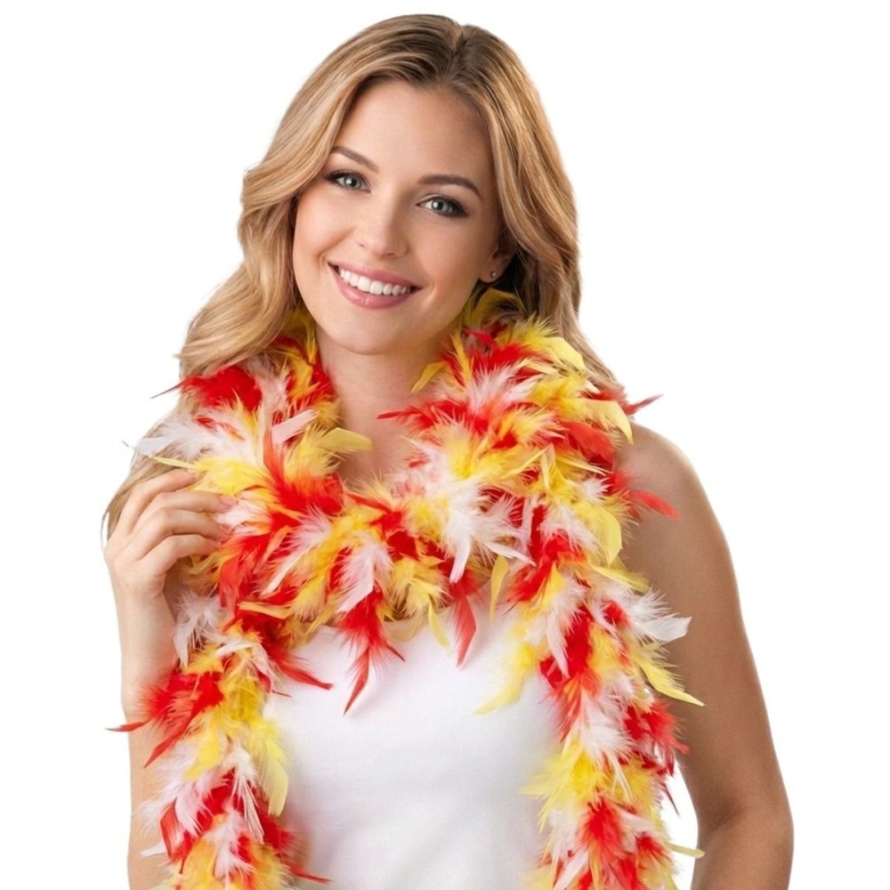 Péřové boa červené žluté bílé 2 m