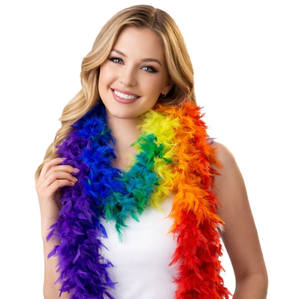 Péřové boa duhové 2m